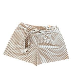 Evri Size 18W White/Beige Stripes Plus Size Shorts‎ New With Tags